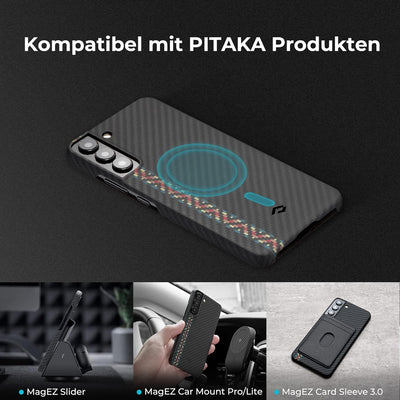 pitaka Magnetische Hülle für Samsung Galaxy S22+ 6,6 Zoll Ultradünne Handyhülle aus 1500D Aramidfase