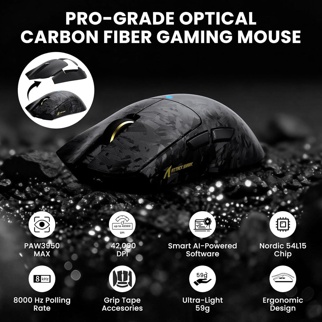 ATTACK SHARK R68 HE – kabelgebundene Gaming-Tastatur aus Carbonfaser mit Magnetanschluss, X11 Ultra