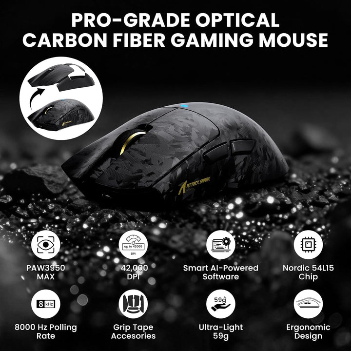 ATTACK SHARK R68 HE – kabelgebundene Gaming-Tastatur aus Carbonfaser mit Magnetanschluss, X11 Ultra