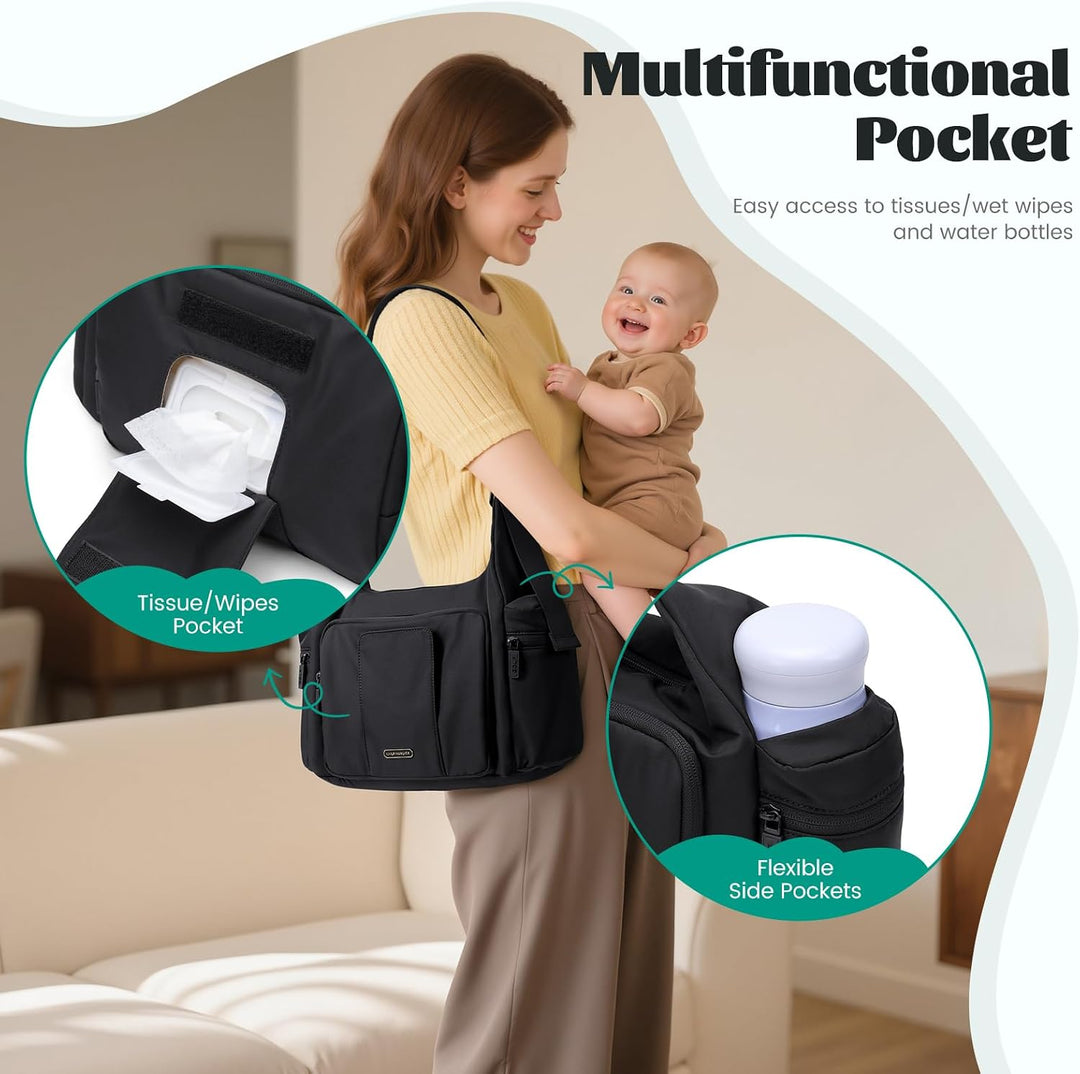 Puffer Wickeltasche, 14 l, grosse Kapazität, Reise-Wickeltasche, Crossbody-Krankenhaus-Tasche für Ma