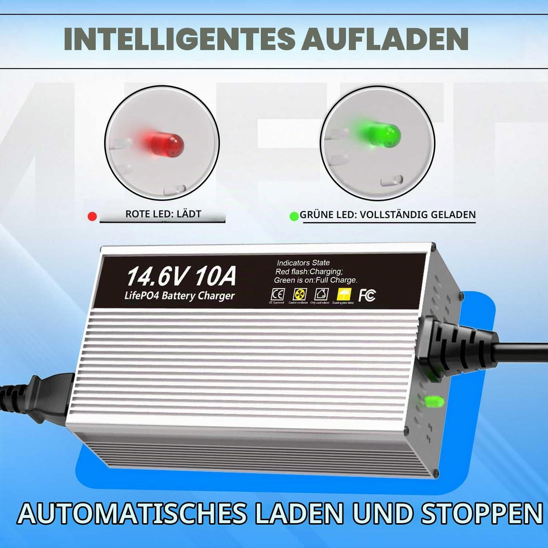 14,6V 10A LiFePO4 Ladegerät für 12V (12,8V) Lithium Eisenphosphat Batterieladegerät Schnellladung sc