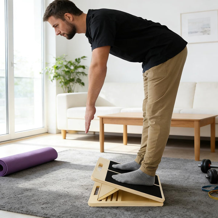 SchräGbrett Wadendehner, Wooden Slant Board mit 5 Winkeln Verstellbar, Anti-Rutsch Geneigte SchräGbr