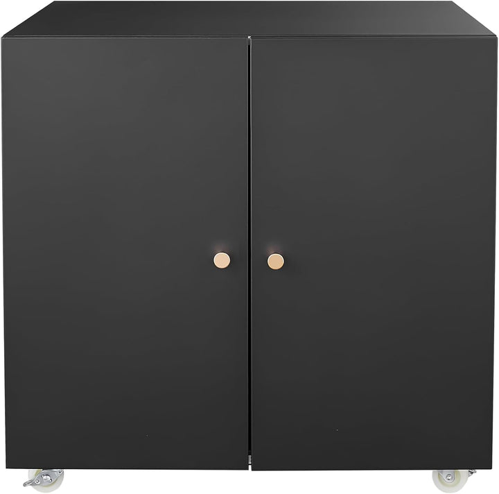 Rollcontainer Aktenschrank Büroschrank aus Metall mit 2 Türen und Verstellbare Einlegeböden, Drucker