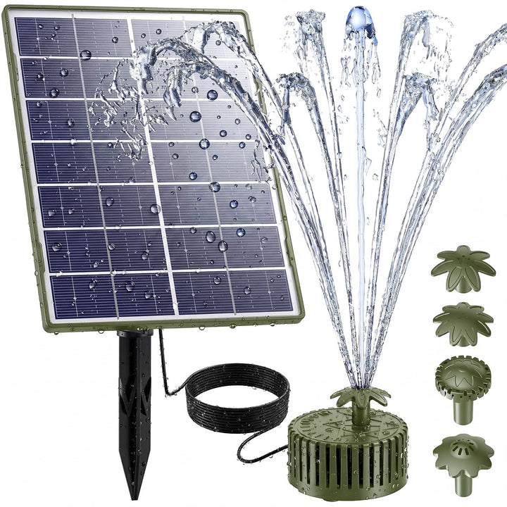 AISITIN Solar Springbrunnen für Aussen, 4,5W Dunkelgrün Solar Fontäne Pumpe mit Verschiedene Sprüh E