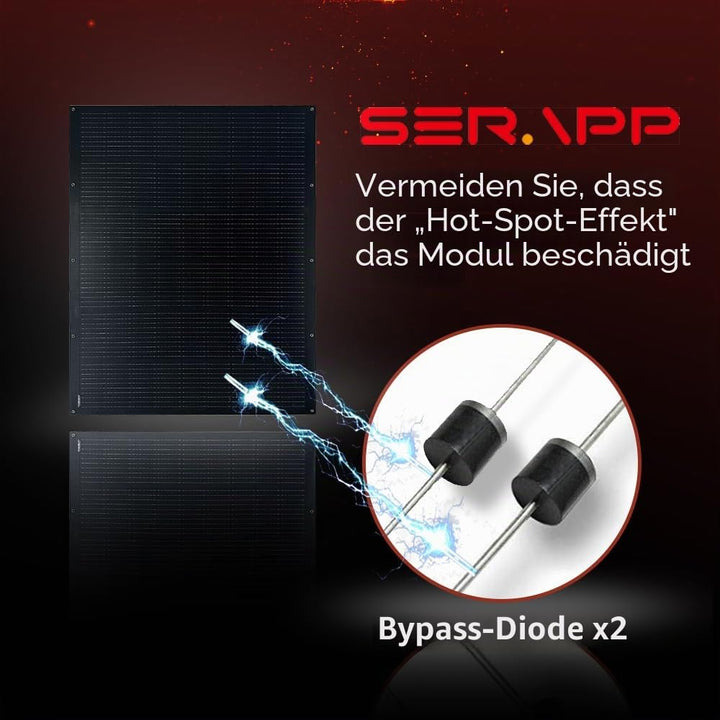 800W Dünnes Flexibles Solarpanel Set 4×220W Monokristalline Module 16.5V IP68 Wasserdicht Matte Schw