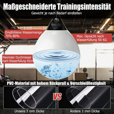 GYMAX Wasserboxsack Boxing Punching Bag Erwachsene Schwerer Boxsack Weiss, Weiss