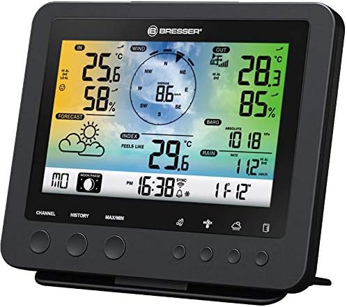 Bresser Wetterstation Funk mit Aussensensor WLAN Wetter Center 5-in-1 mit 5,7 Zoll Farb-Display und