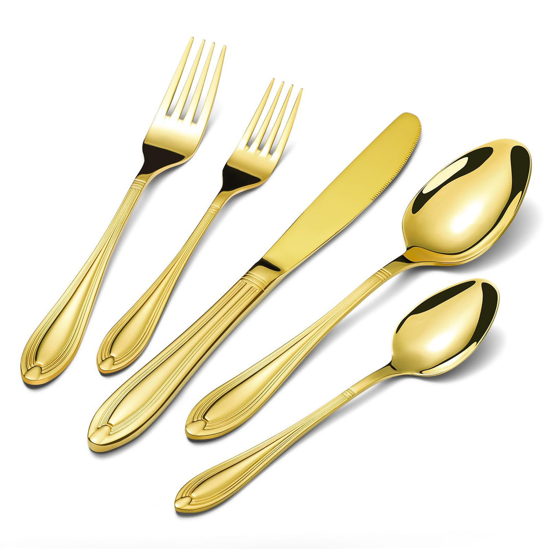 univionlions Besteckset Gold für 4 Personen-20 teilig Essbesteck Set Elegantes Bestecksets mit Gabel