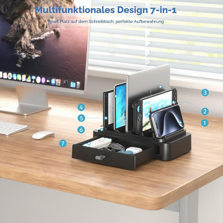 KDD Vertikaler Laptop Ständer mit Schublade – 7 in 1 Laptop Stand & Platzsparende MacBook Ständer mi