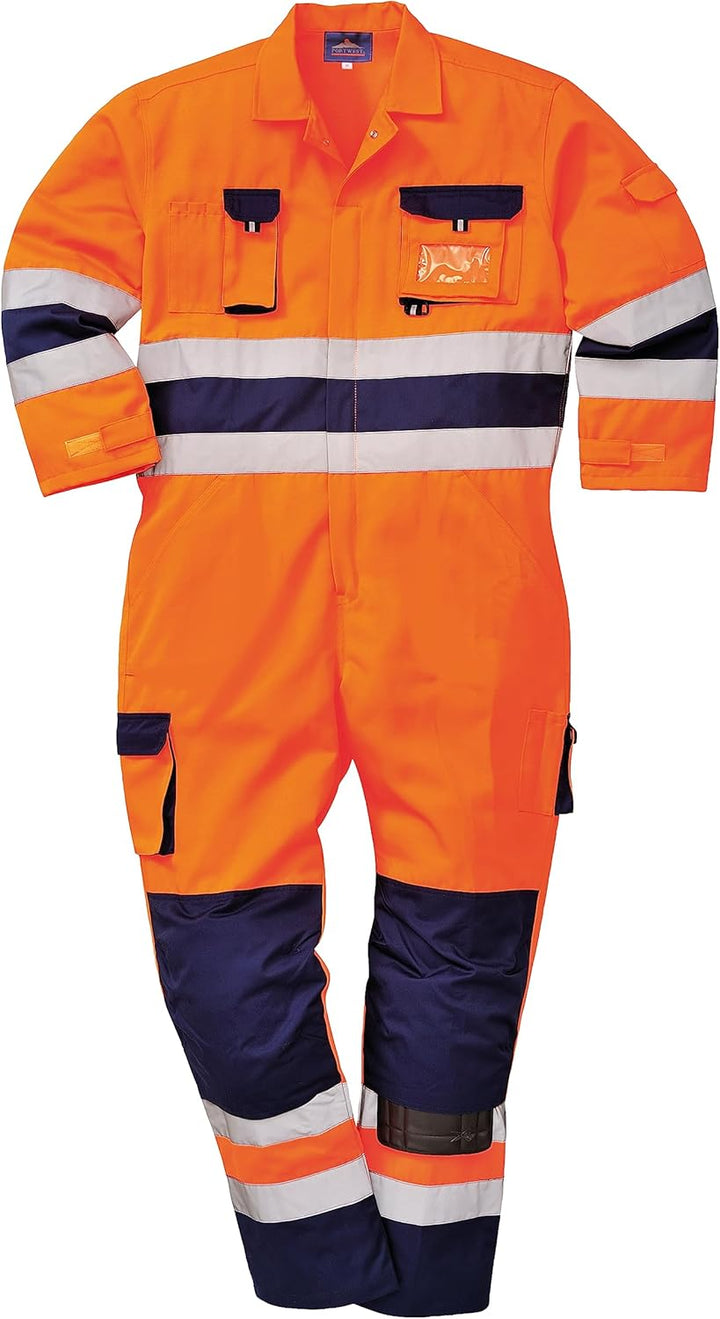 Portwest Nantes Warnschutzoverall , Grösse: S, Farbe: Orange/Marine, TX55ONRS S Orange/Blau, S Orang