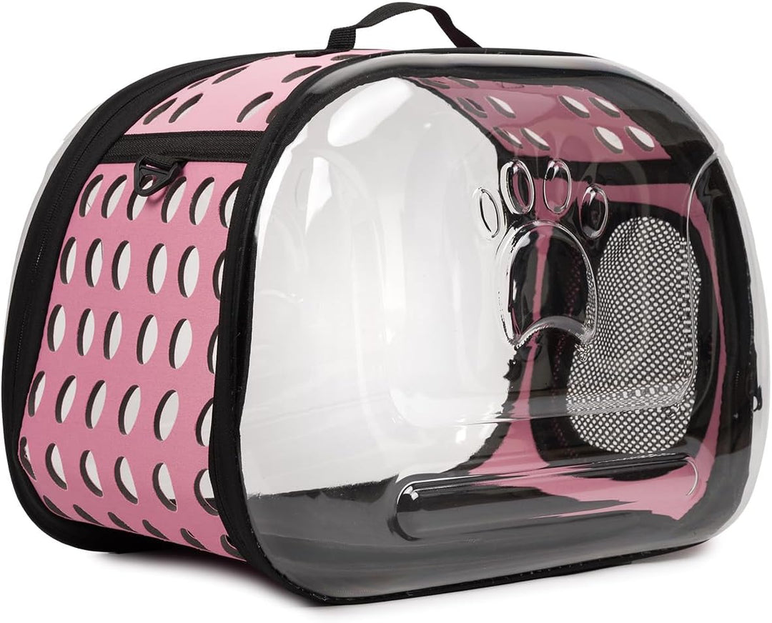 Durchsichtiger Haustiertransporter - Tragetasche für Reisen S/L transportbox Reisebox für Tiere (Ros