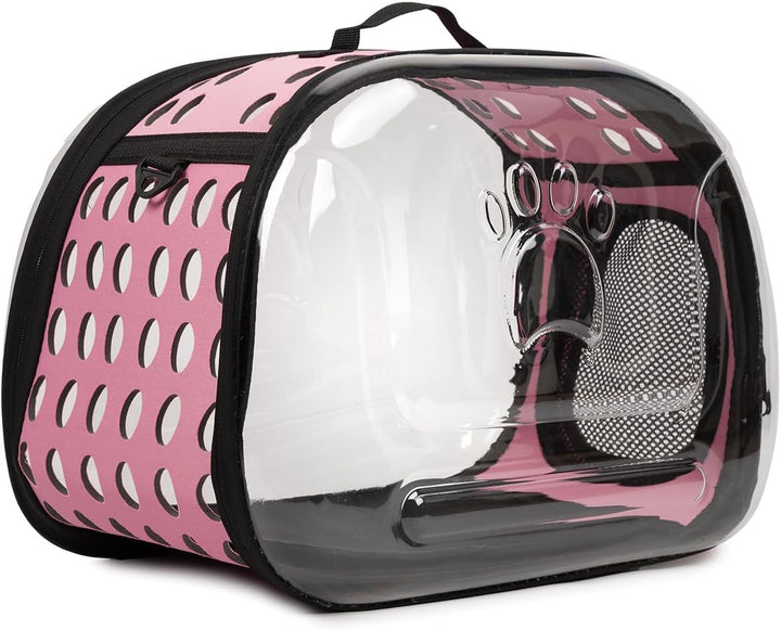 Durchsichtiger Haustiertransporter - Tragetasche für Reisen S/L transportbox Reisebox für Tiere (Ros