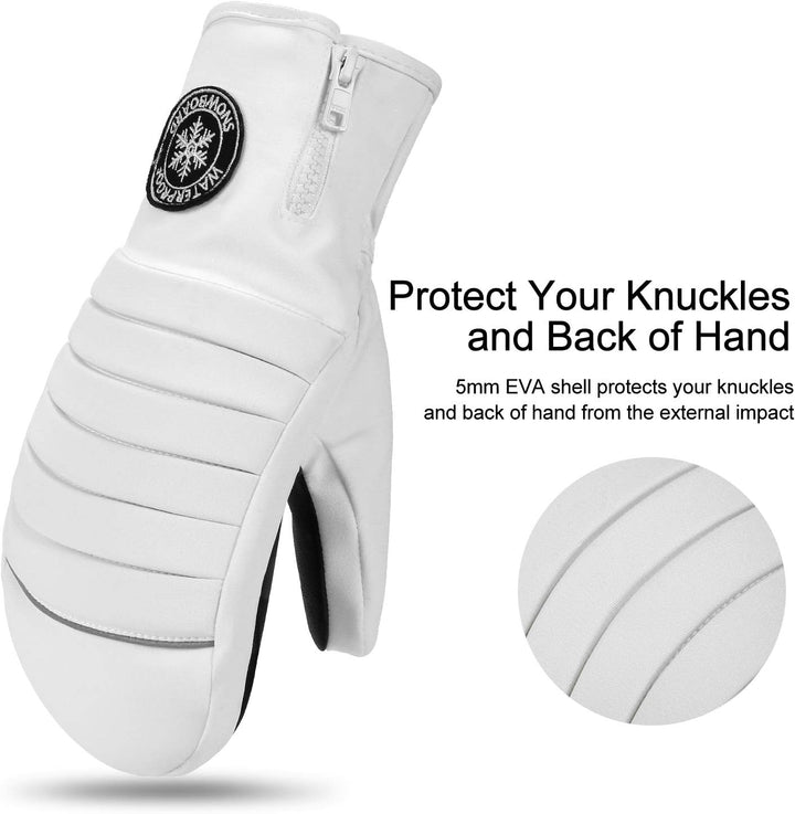 KUTOOK Skihandschuhe Ziegenleder Fäustlinge Wasserdicht Warm Winter Snowboard Handschuhe Winddicht W