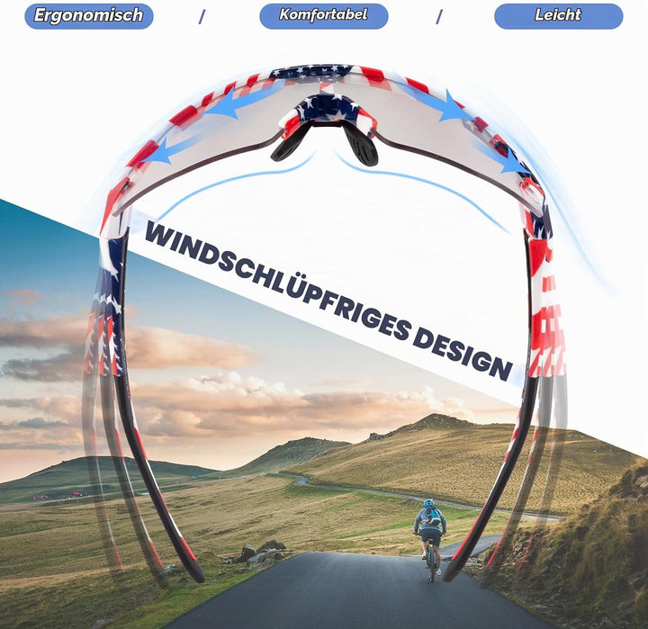 ROCKBROS Fahrradbrille UV 400 Sonnenbrille Photochromatisch Brille Klar Winddicht Sportsbrille für O
