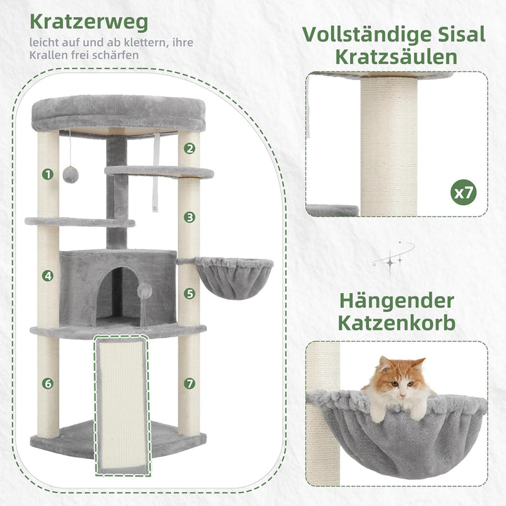 Gitelsnour Eck-Kratzbaum, Katzenbaum für Innenbereich, Mehrstöckiges katzenkratzbaum mit vollständig