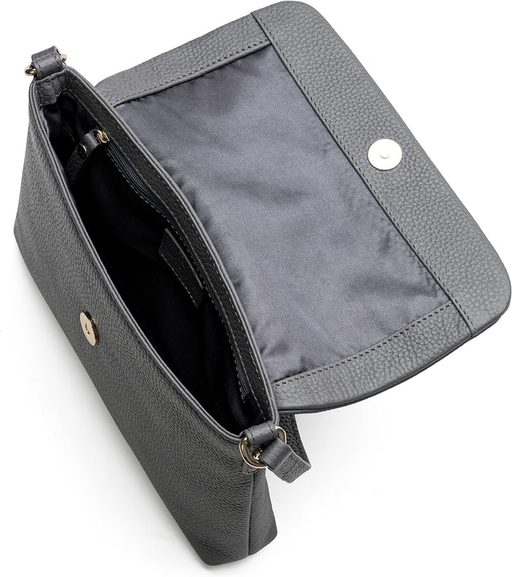Lazarotti Bologna Leder Umhängetasche Damen | verstellbarer Schulterriemen | mittelgrosse Crossbody