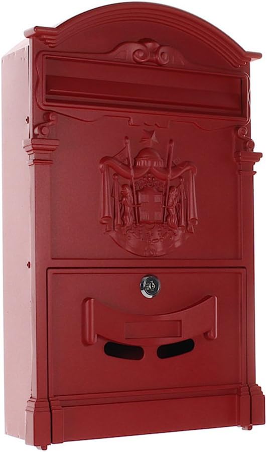 Rottner Briefkasten Ashford-rot-Zylinderschloss-Sichtfenster-Namensschild-Befestigungsmaterial