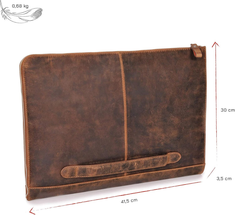 DONBOLSO® Notebook Sleeve London Leder für Damen und Herren Braun L, Braun L