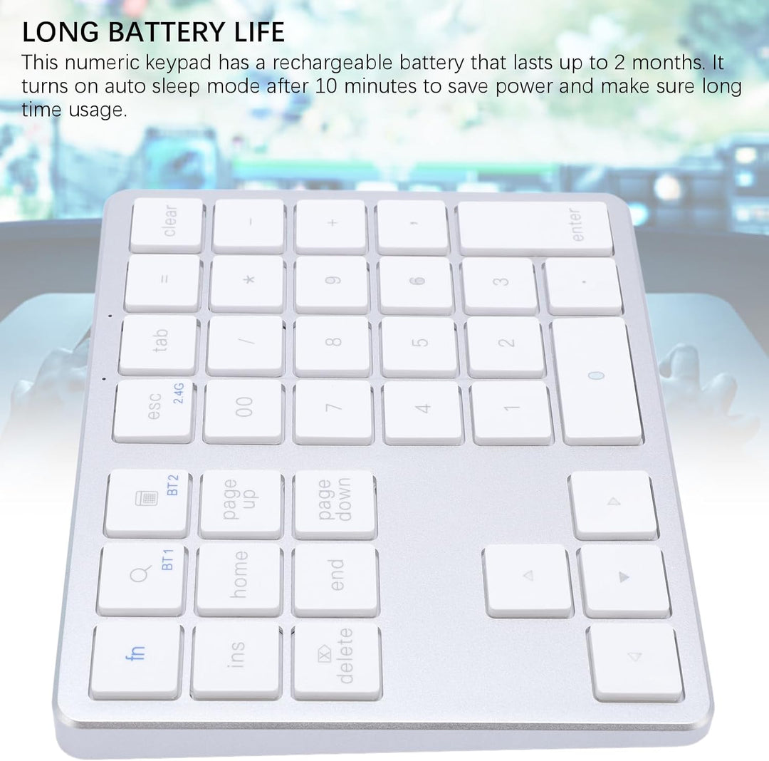 Denash Nummernblock, Kabellos, 35 Tasten, Wiederaufladbare Tastatur mit Dreifacher Geräteumschaltung