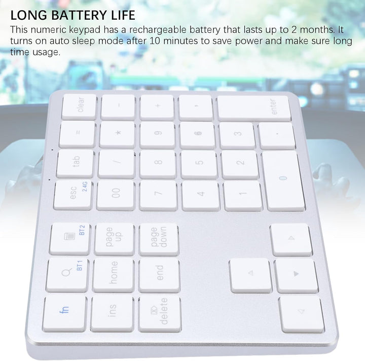Denash Nummernblock, Kabellos, 35 Tasten, Wiederaufladbare Tastatur mit Dreifacher Geräteumschaltung