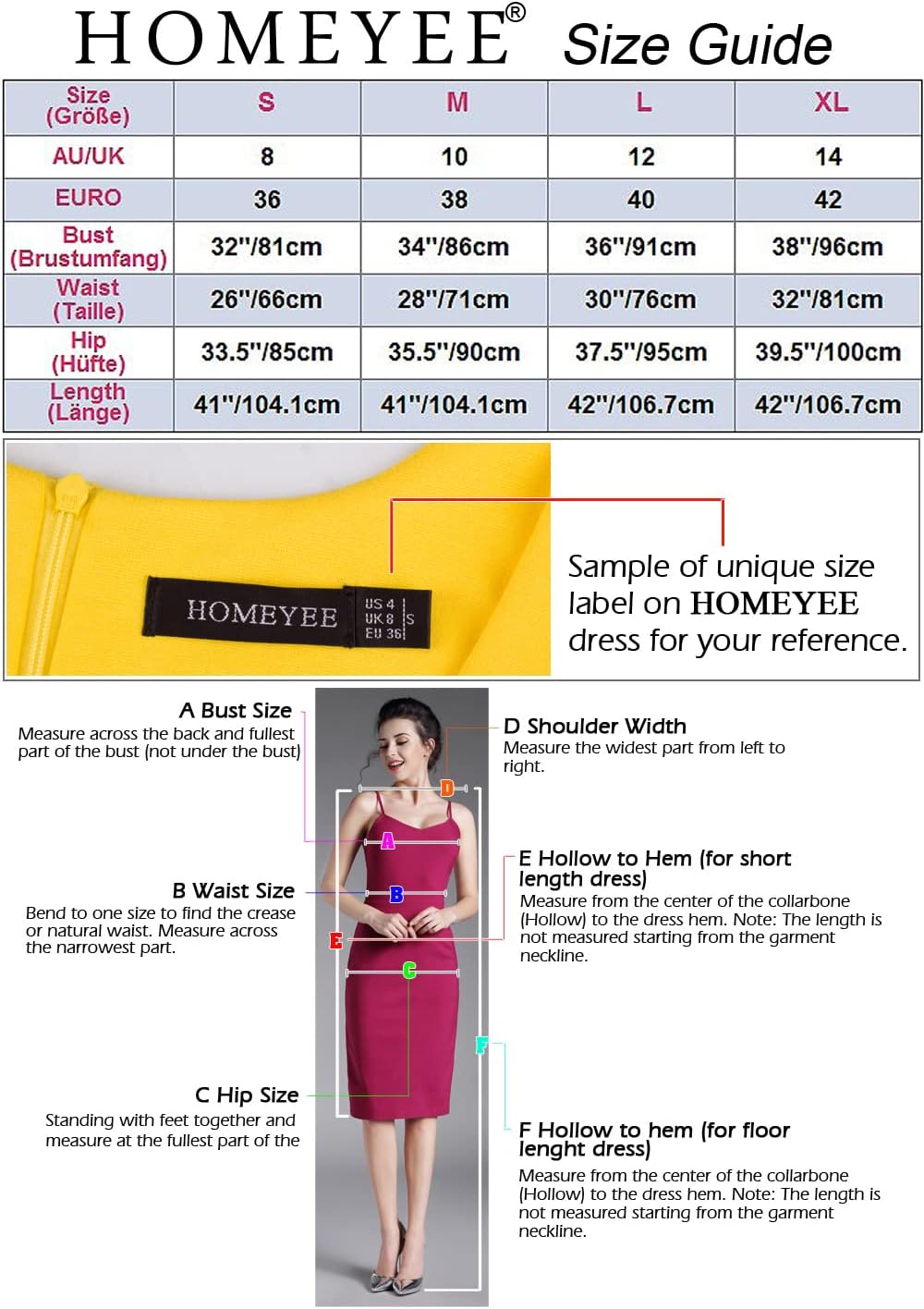 HOMEYEE Damen Elegant Ärmellos Retro Cocktail Bodycon Etuikleid mit V-Ausschnitt Business Knielang B