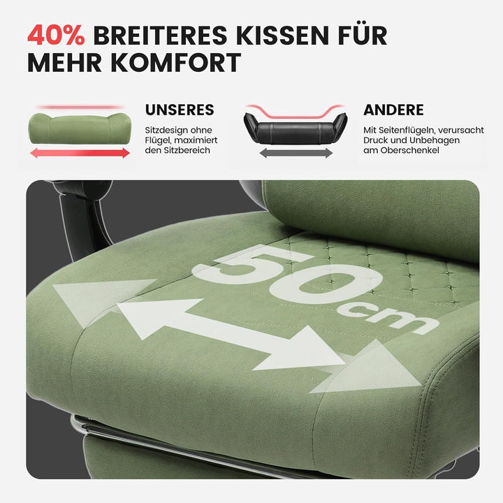 GTPLAYER Gaming Stuhl Stoff, Gaming Sessel mit Taschenfederkissen, ergonomischer Drehstuhl, Gamer St
