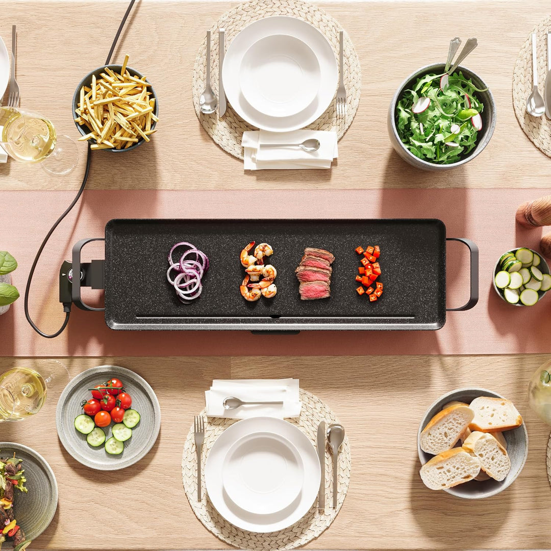 Tristar Tischgrill slim L - Grosse Backfläche von 70 x 23 cm - Einstellbarer Thermostat - Antihaftbe