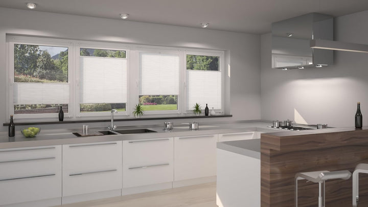 DécoProfi Plissee ohne Bohren Weiss 120cm x 130cm (max. Gesamthöhe Fensterflügel) I Verspannte Pliss