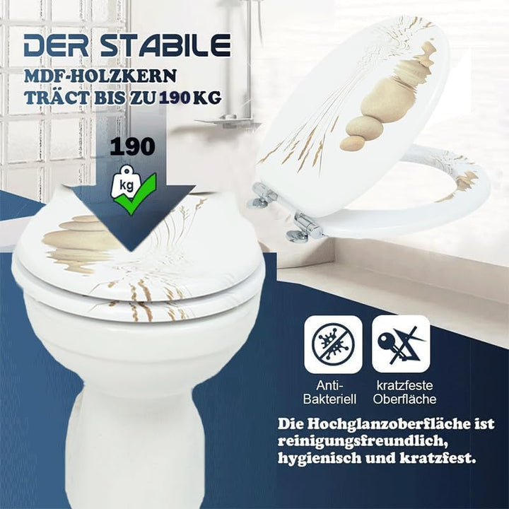 SINOBATH WC Sitz mit Absenkautomatik, Hochwertige und Stabile Qualität aus Holz, Steinblatt, Steinbl