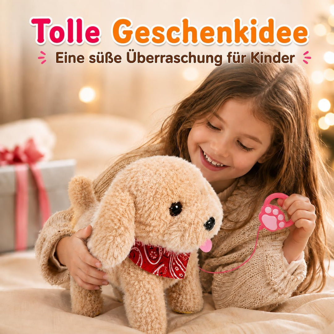 Interaktiver, laufender Plüsch-Welpenspielzeughund, Roboterhund mit Pflegeset, Weihnachtsgeschenkspi