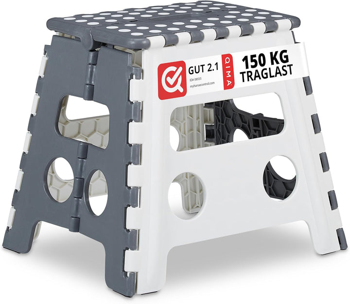 Relaxdays Tritthocker klappbar, einstufiger Klapphocker mit Griff, bis 120 kg, Kunststoff, 32 x 37 x