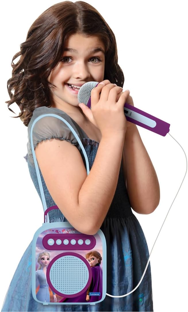 Lexibook BTC050FZ Frozen 2, Anna & ELSA, Mein geheimes tragbares Lautsprecher mit Mikrofon, Karaoke-
