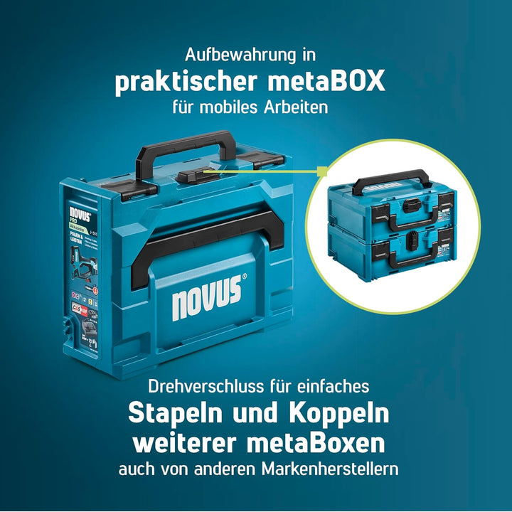 NOVUS TOOLS Akkutacker J-551 Koffer Set inkl. 25.000 Klammern │ metaBOX │ Kompatibel mit 18V Li-Ion