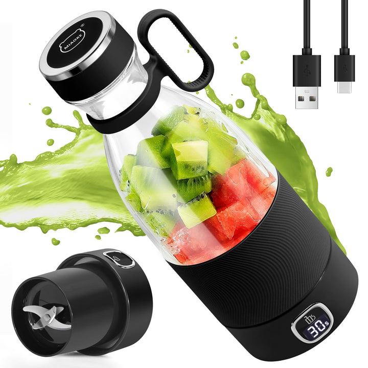 MIAOKE Tragbarer Mixer, 6 Klingen, Entsafterbecher für Saft-Shakes und Smoothies, 350 ml, Mini-Mixer