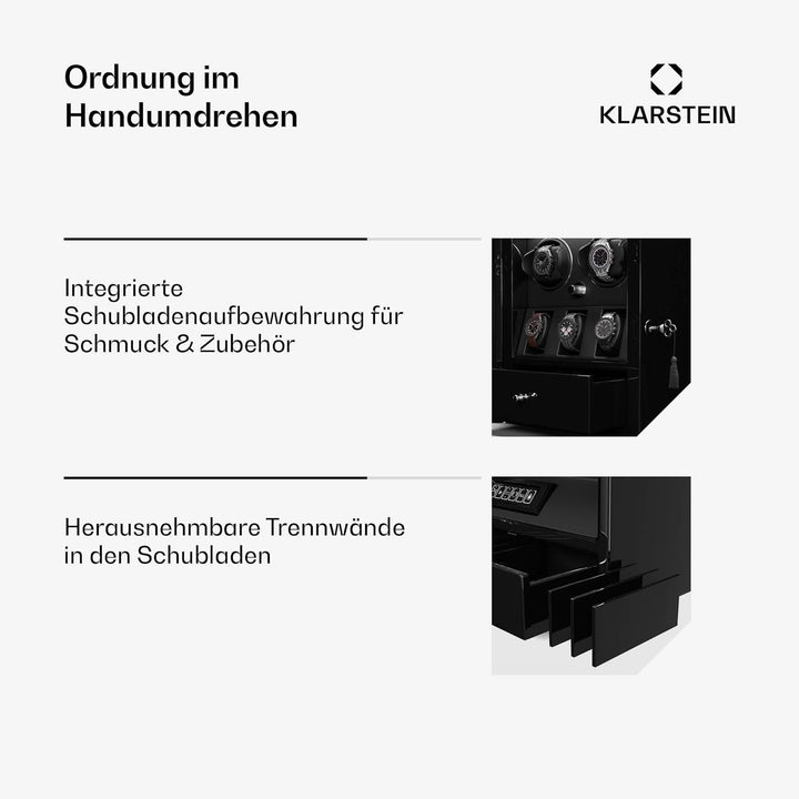 Klarstein ChronoVault Uhrenbeweger für 5 Uhren – Automatik-Uhrenbeweger mit Leisem Japanischem Motor