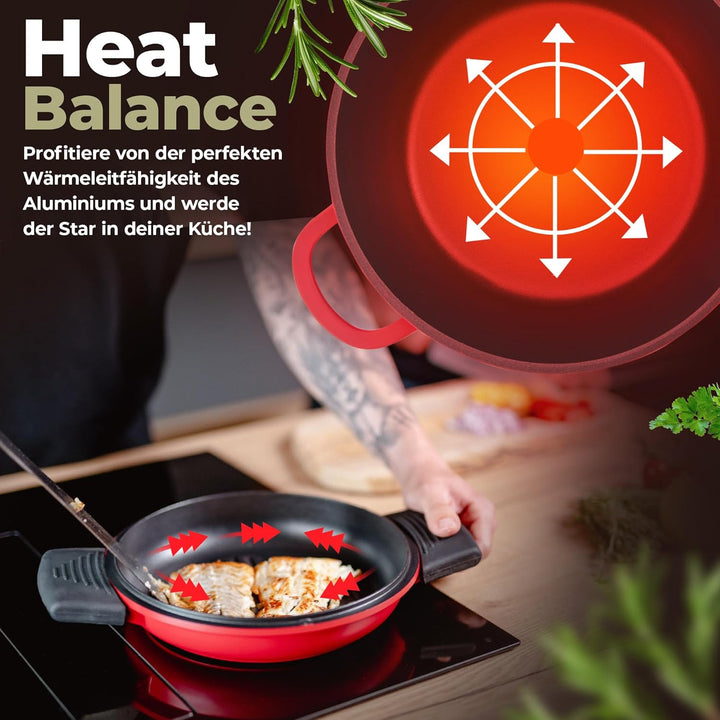 TLESS® 2in1 Aluguss Bräter mit Deckel backofengeeignet | Schmorpfanne & Schmortopf oder als Bratento