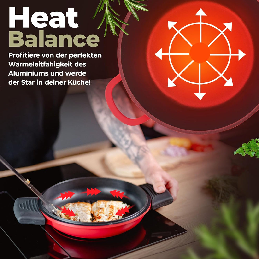 TLESS® 2in1 Aluguss Bräter mit Deckel backofengeeignet | Schmorpfanne & Schmortopf oder als Bratento