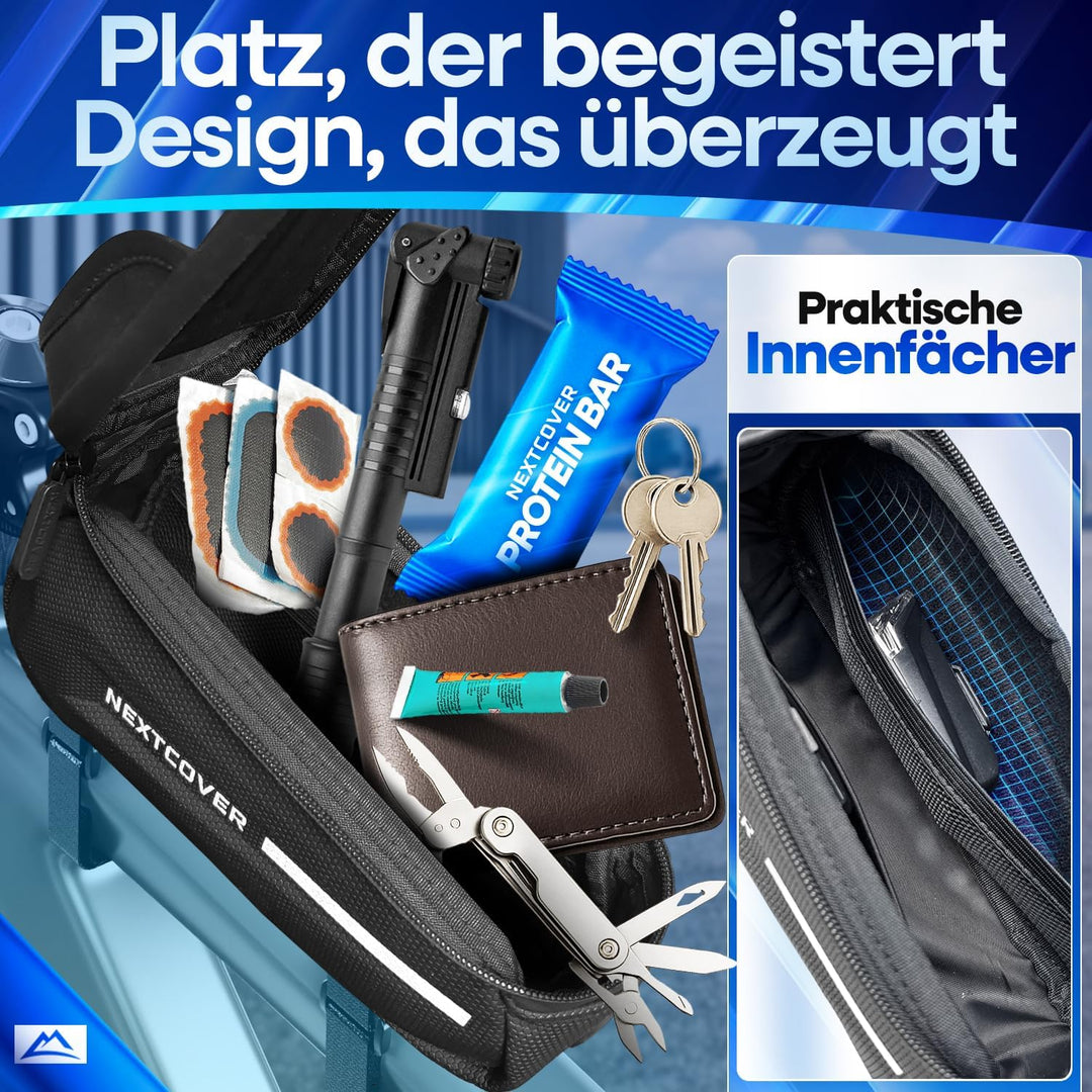 Nextcover® Rahmentasche Fahrrad mit Handytasche I Fahrrad Rahmentasche mit Touchscreen I Fahrradtasc