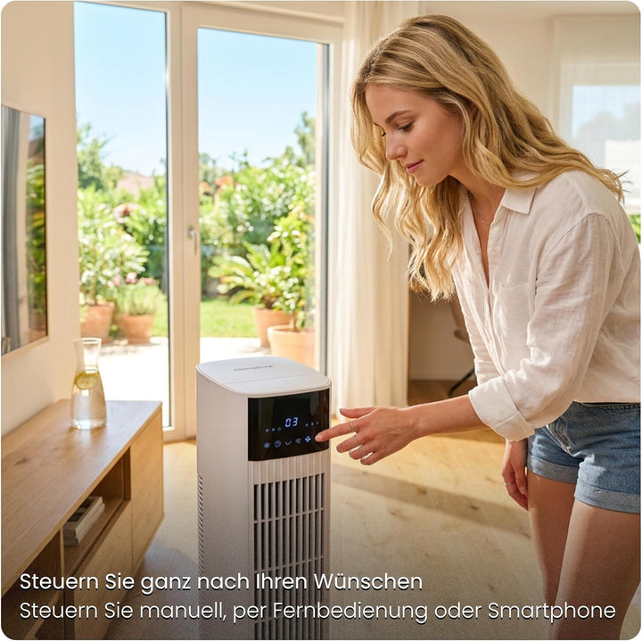 Ventilator mit Wasserkühlung CoolAir, WiFi, 5L, Aromafach, 2x Kühlakkus, 65W, Oszillation, Cooler Fa