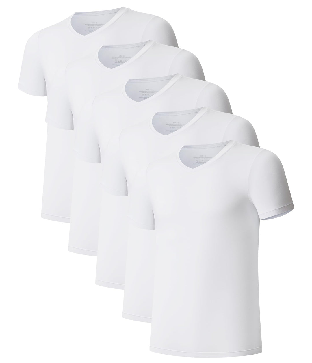 COLORFULLEAF 3/5er Pack Bambus V Ausschnitt T-Shirt Herren Stretch Unterhemd Männer Einfarbig Busine