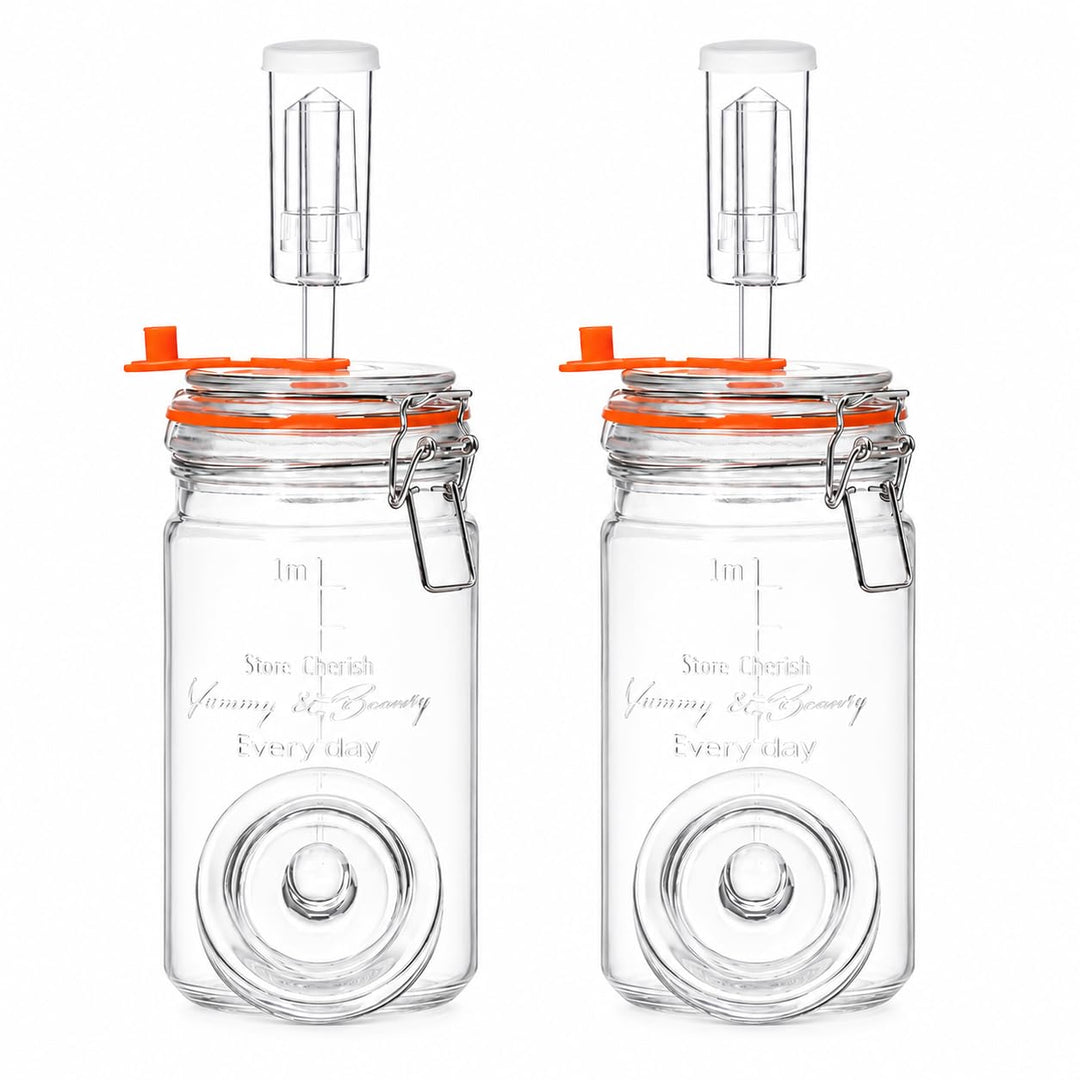 Fermentierglas 1,2 L Glas-Fermentierset mit Glasgewicht für Sauerkraut, Chilisauce, Met, Kombucha &amp;
