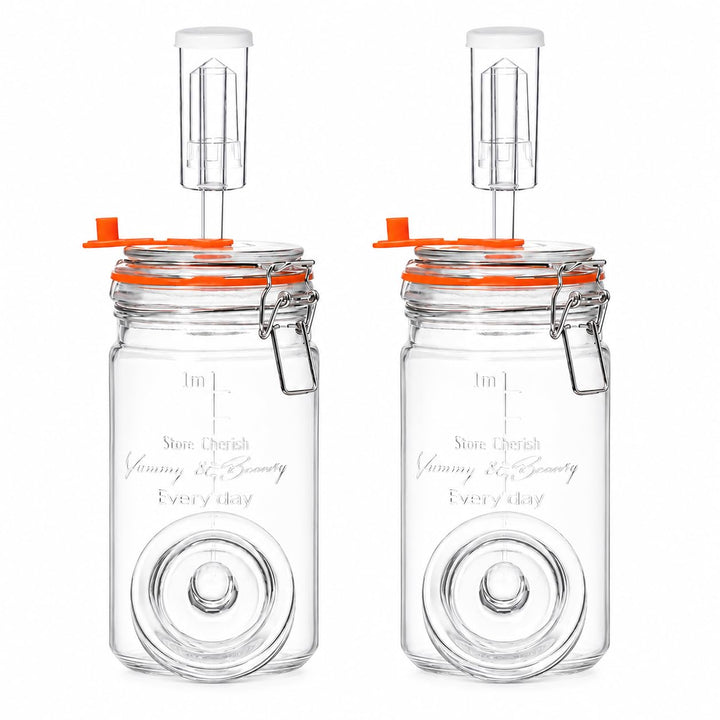 Fermentierglas 1,2 L Glas-Fermentierset mit Glasgewicht für Sauerkraut, Chilisauce, Met, Kombucha &amp;