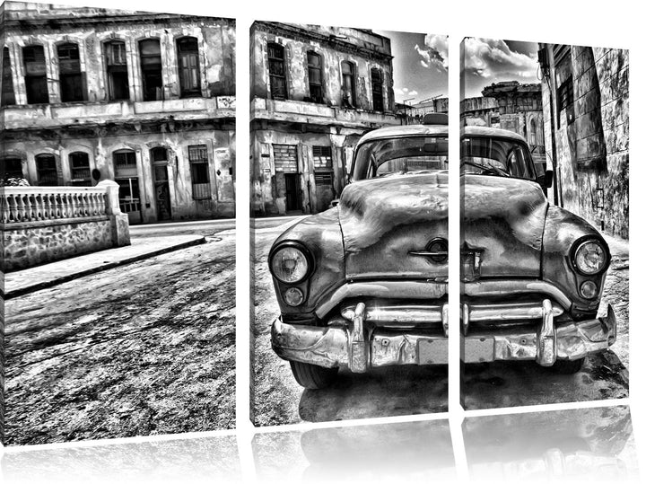 Pixxprint Blaue Schönheit in Cuba 3Teiler 120x80 cm Leinwandbild Wandbild Kunstdruck
