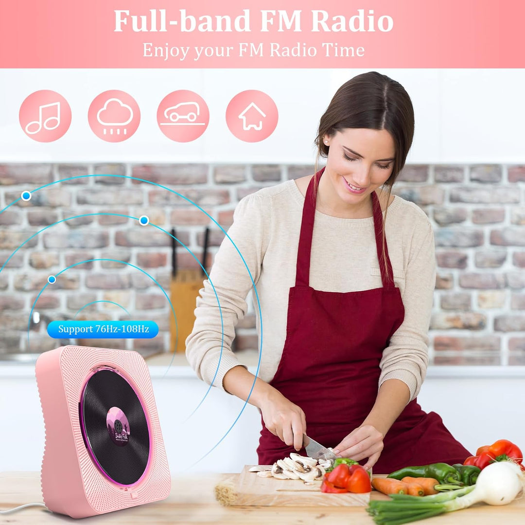 KOVCDVI CD Player mit Radio CD Player Bluetooth 5.1 mit 5W Dual Lautsprecher Wiedergabeleuchte Fernb