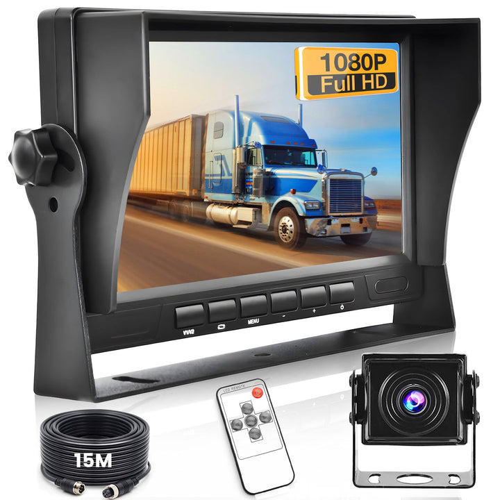 Hikity Rückfahrkamera Set AHD mit 7 Zoll LCD Monitor &amp; Kamera Nachtsicht IP69 Wasserdicht für LKW, A