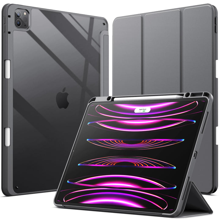 JETech Hülle für iPad Pro 12,9" 6/5/4/3 (2022/2021/2020/2018), Space Grau | Transparente Rückseite,