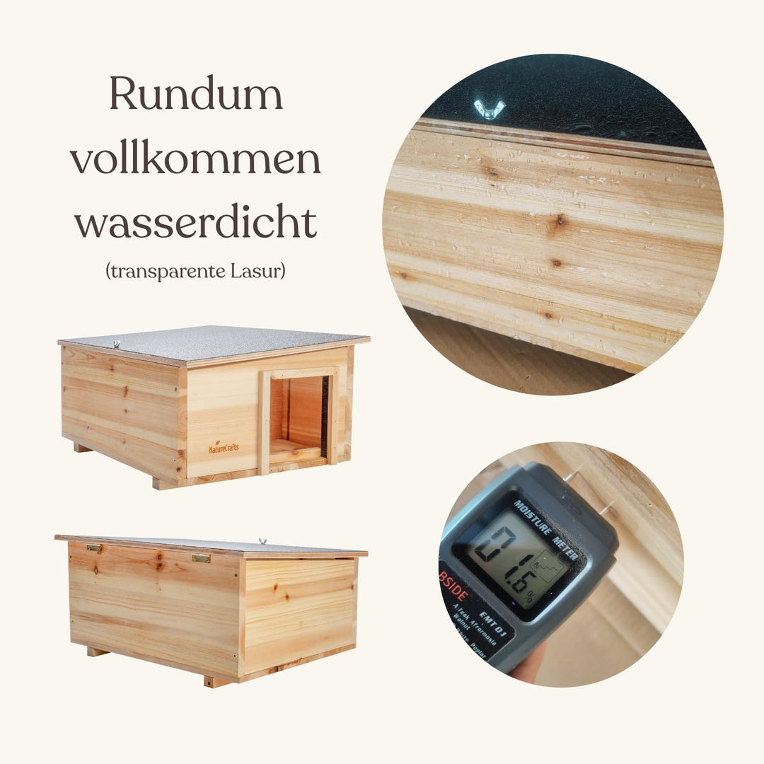 NatureCrafts Premium Igelhaus - Wasserdichtes Igelhaus mit Boden & 1,5cm dicken Wänden & doppelter B