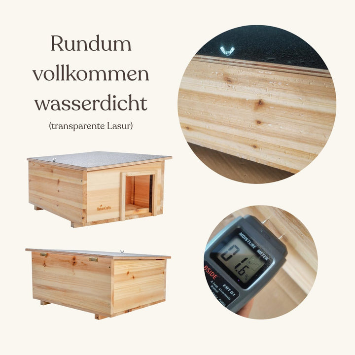 NatureCrafts Premium Igelhaus - Wasserdichtes Igelhaus mit Boden & 1,5cm dicken Wänden & doppelter B