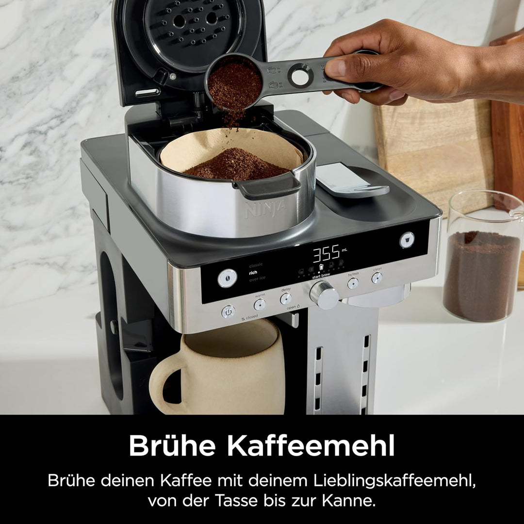 Ninja Prestige 2-in-1 Filterkaffee- und Kapselmaschine mit integriertem Milchaufschäumer, für Latte,