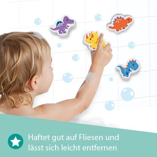 SES Creative | Schaumstoff Dinosaurier Badespielzeug | 15 schwimmende bunte Dinos | Sensorische Akti